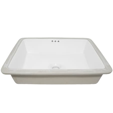 Novatto Shallow Rectangular Undermount White Porcelain Sink with Overflow, 20.5" x 16.25" NP-U193911